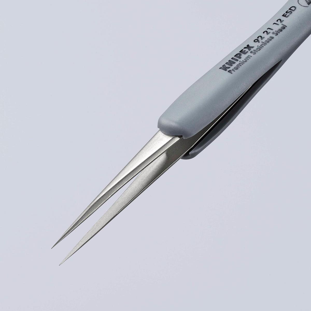 KNIPEX 92 21 12 ESD Precision Tweezers with rubber handles ESD, 112mm - Image 2
