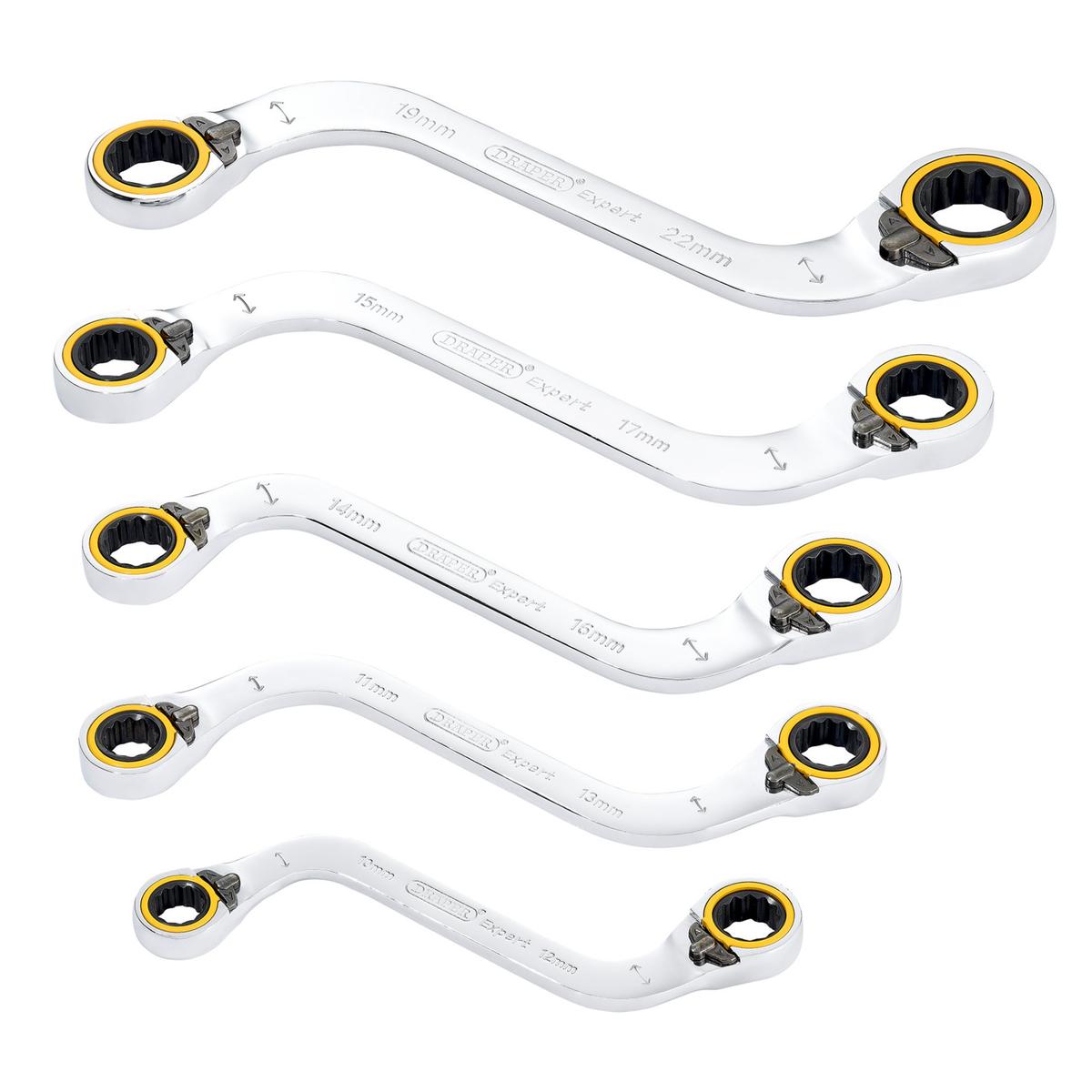 Draper Expert HI-TORQ Double Ring Ratchet S-Shape Spanner Set (5 Piece) - Image 1