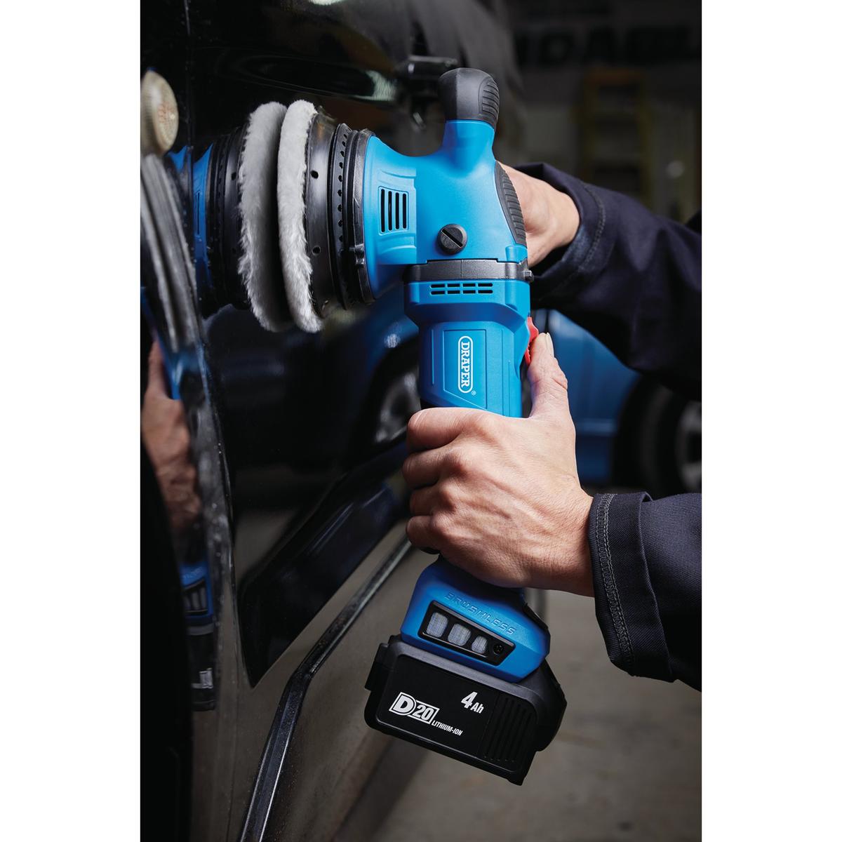 Draper D20 20V Brushless Random Orbit Polisher, 125mm (Sold Bare) - Image 6