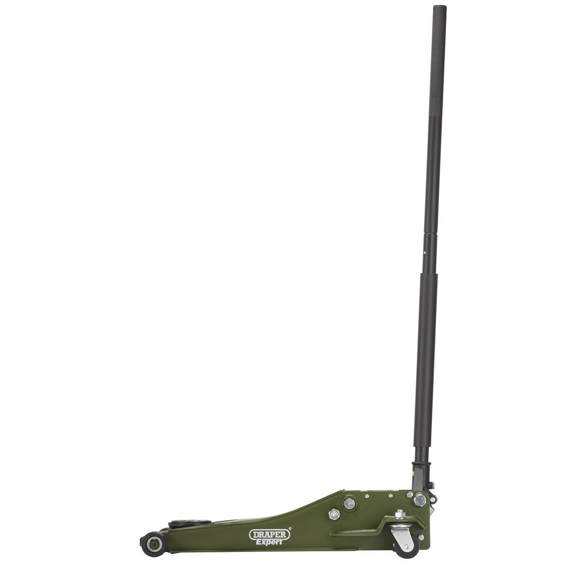 Draper Expert Professional Low Profile Fast Lift Garage Trolley Jack, 3 Tonne, Green - Image 2