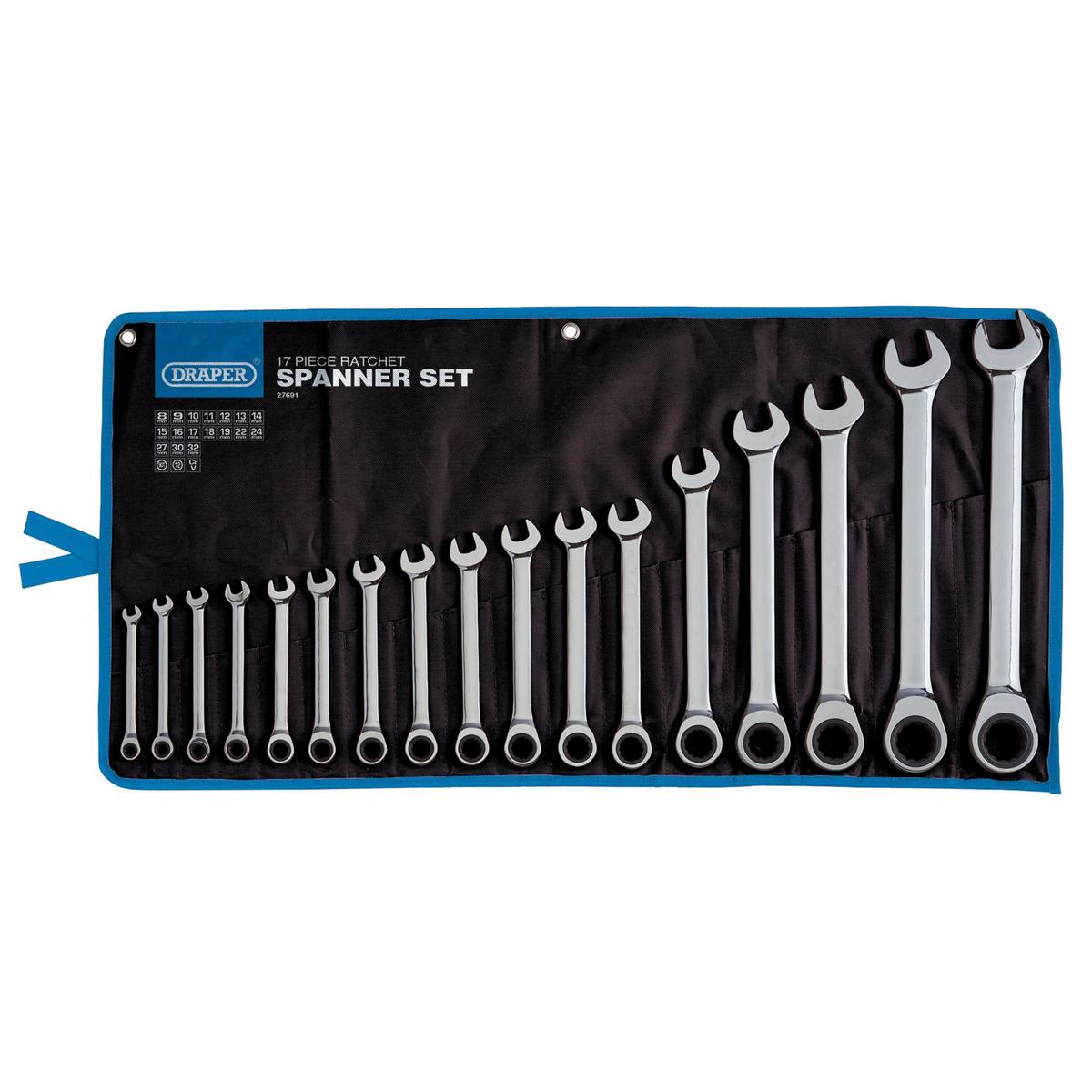 Draper HI-TORQ Metric Ratchet Combination Spanner Set (17 Piece) - Image 3