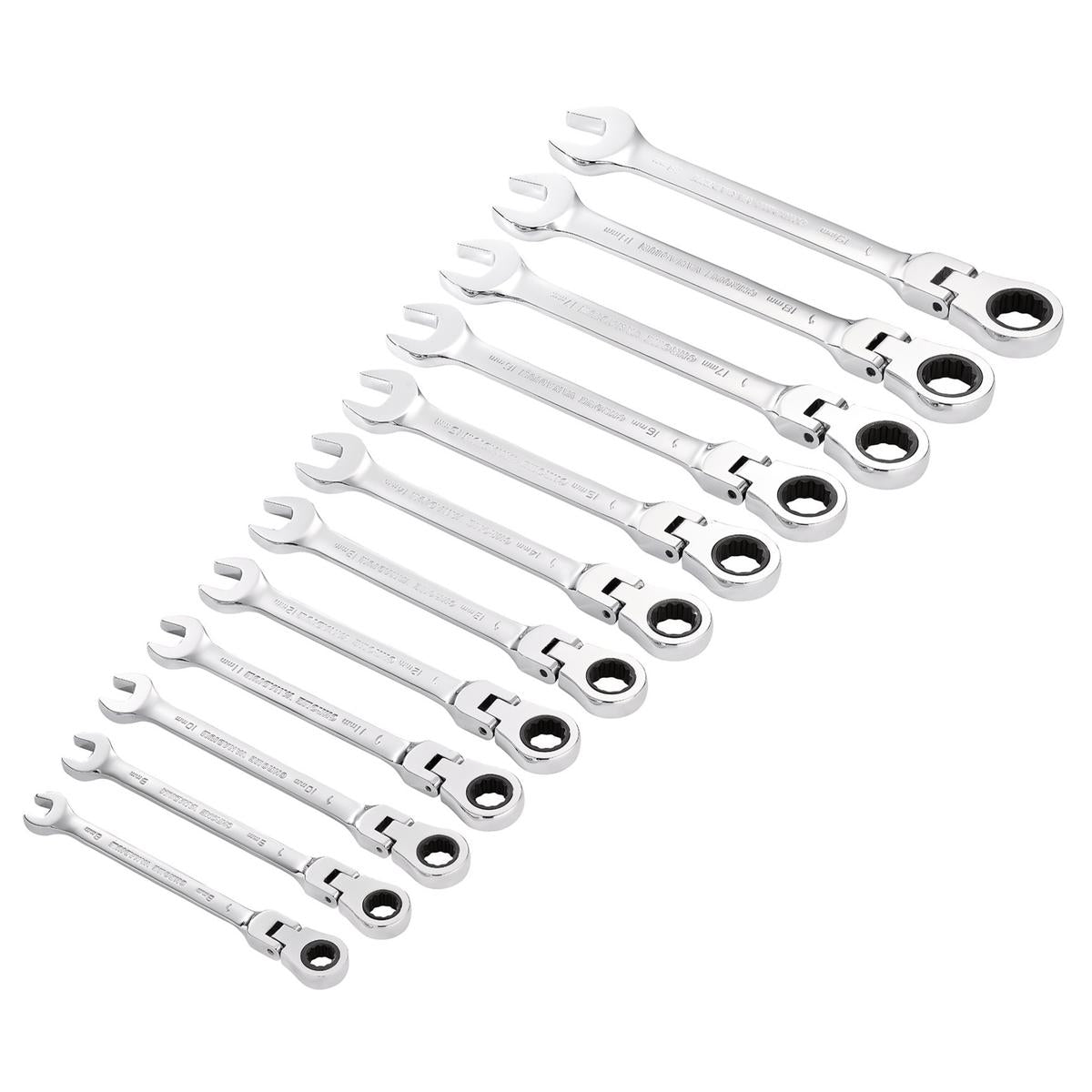 Draper HI-TORQ Metric Flexible Head Ratchet Combination Spanner Set (12 Piece) - Image 1