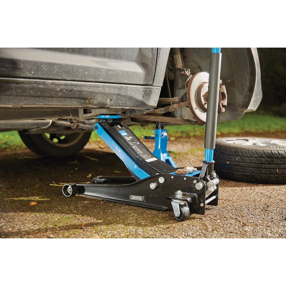 Draper Trolley Jack, 3 Tonne, Blue - Image 4