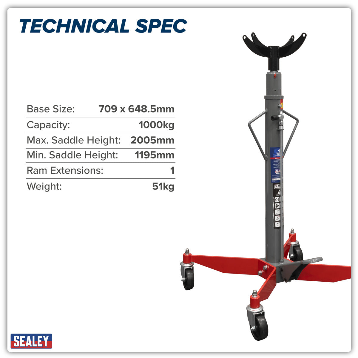 Sealey Vertical Transmission Jack 1 Tonne 1000TR