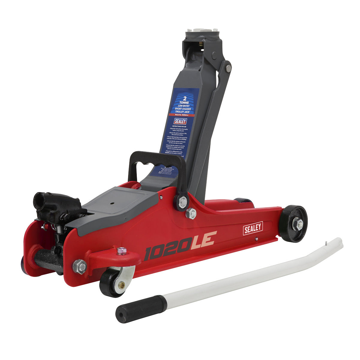 Sealey Low Entry Short Chassis Trolley Jack & Accessories Bag Combo, 2 Tonne - Red 1020LEBAGCOMBO
