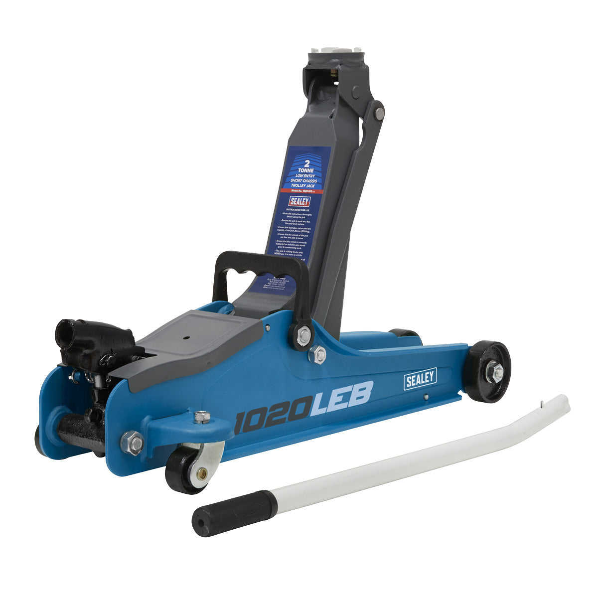 Sealey Low Profile Short Chassis Trolley Jack 2 Tonne & Accessories Bag Combo - Blue 1020LEBBAGCOMBO