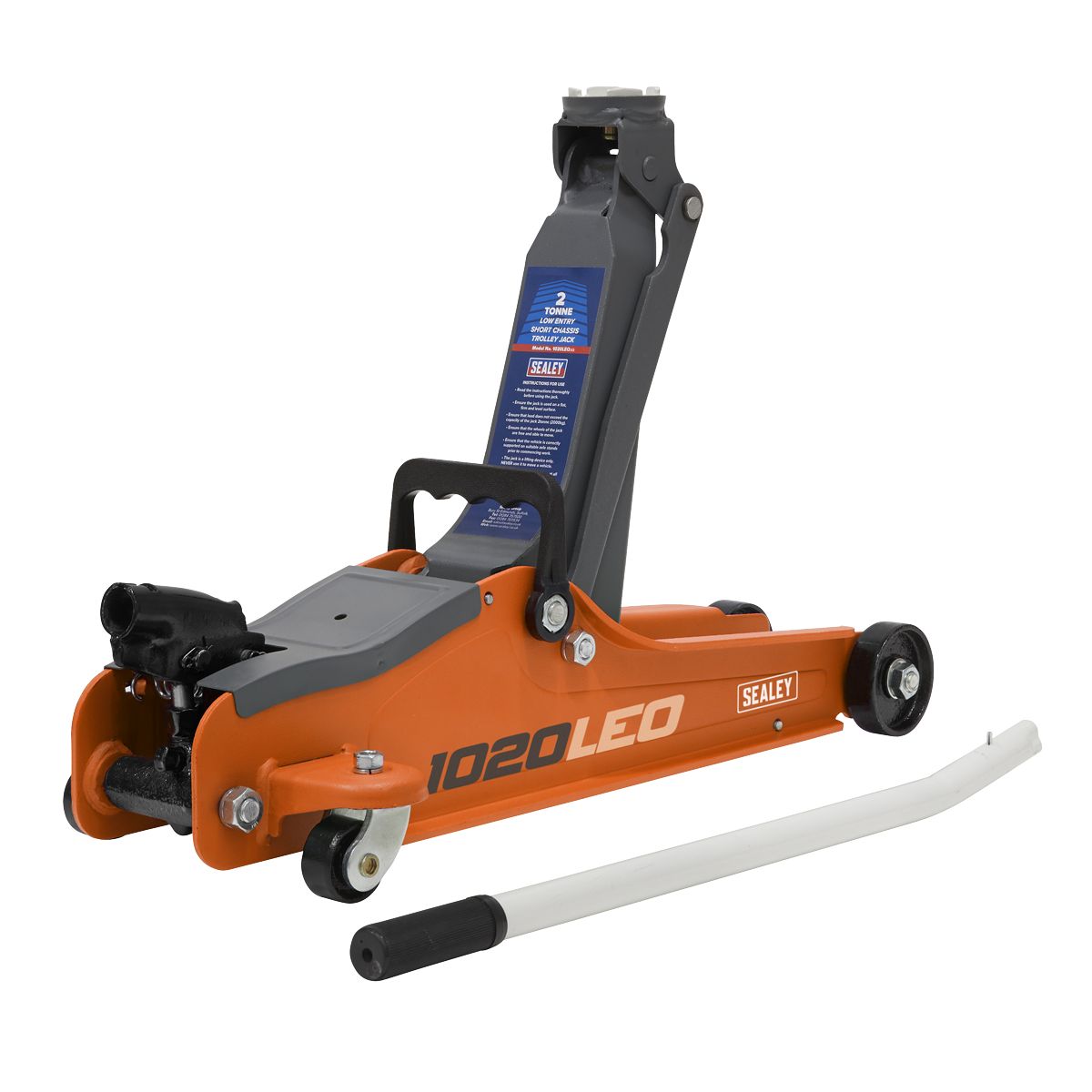 Sealey Low Profile Short Chassis Trolley Jack 2 Tonne - Orange - Image 1