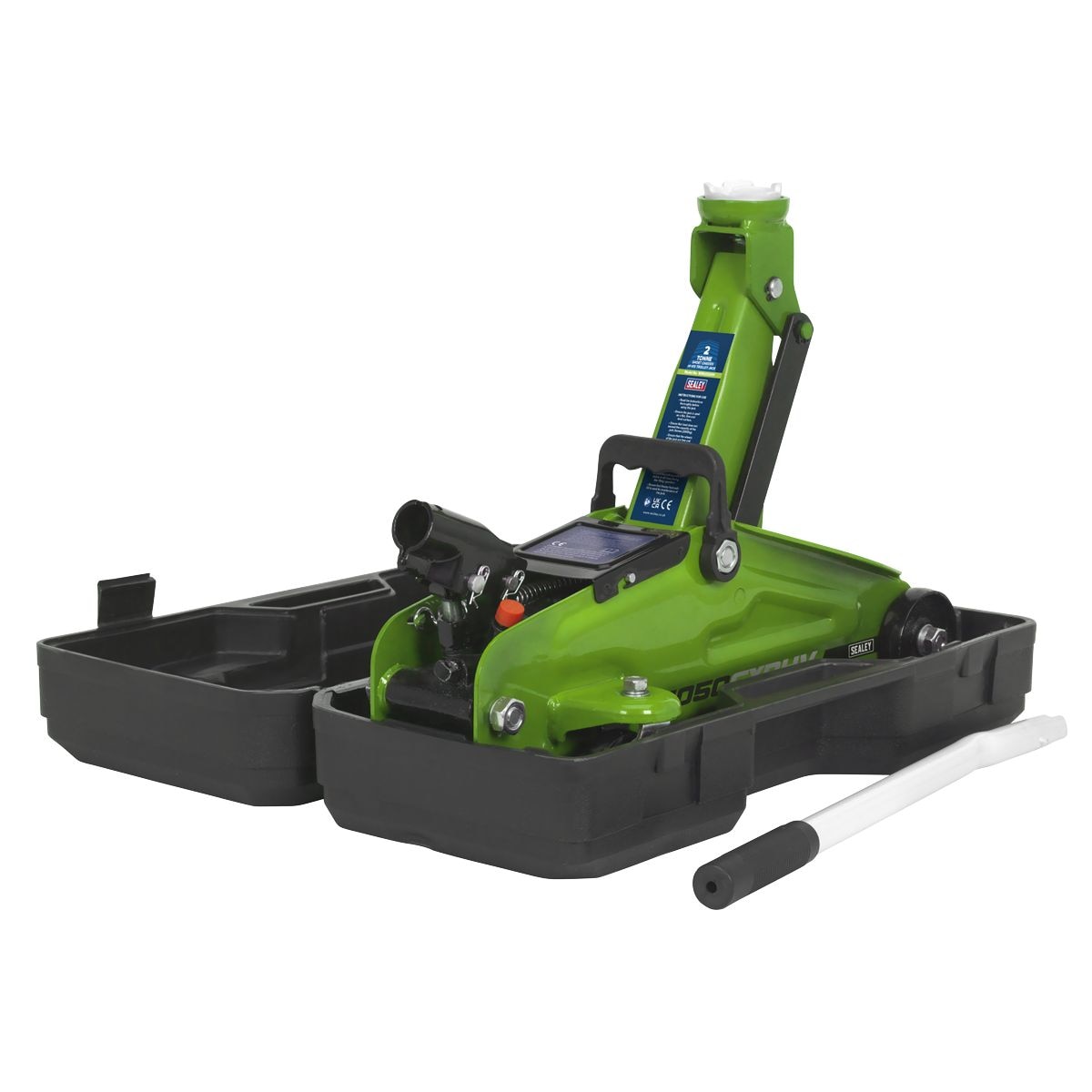 Sealey Short Chassis Trolley Jack with Storage Case 2 Tonne - Green - Image 1