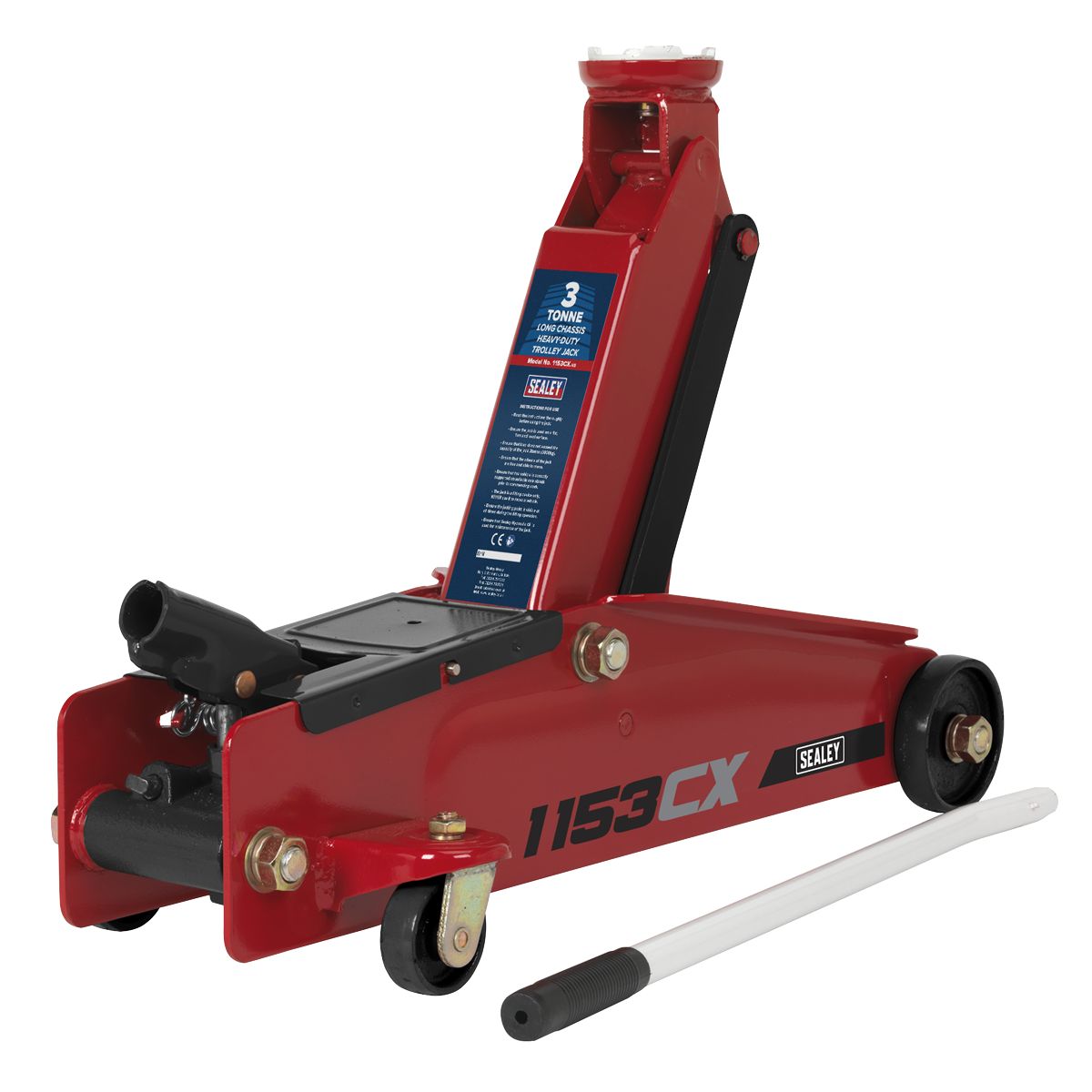Sealey Long Reach Heavy-Duty Trolley Jack 3 Tonne - Image 1