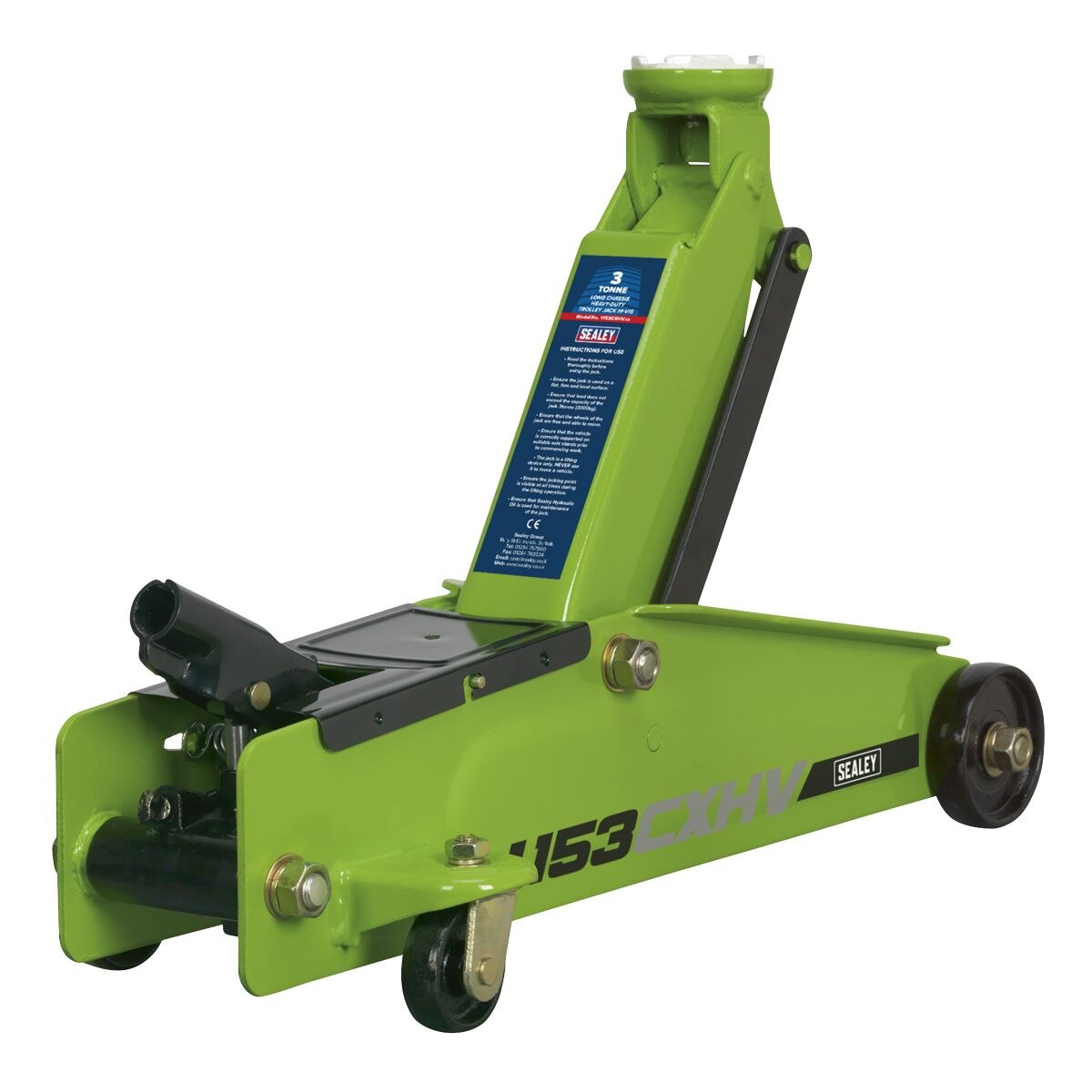 Sealey Long Reach Heavy-Duty Trolley Jack 3 Tonne - Green - Image 5