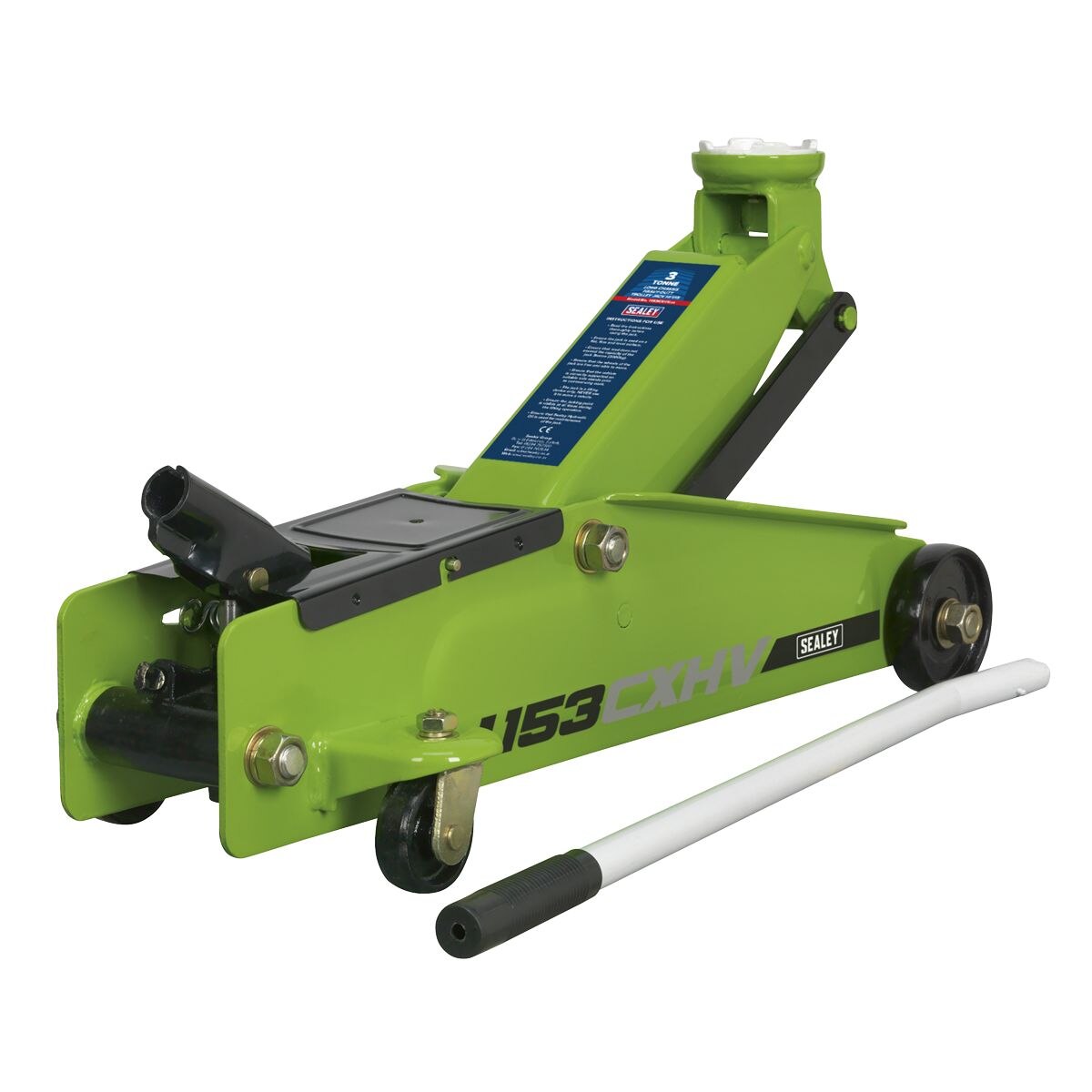 Sealey Long Reach Heavy-Duty Trolley Jack 3 Tonne - Green - Image 6