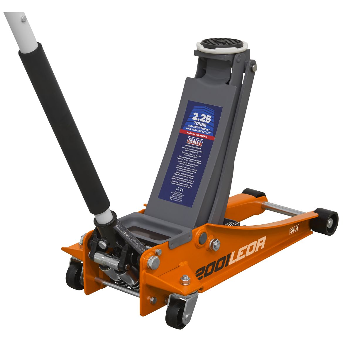 Sealey Low Profile Rocket Lift Trolley Jack 2.25 Tonne - Orange - Image 1