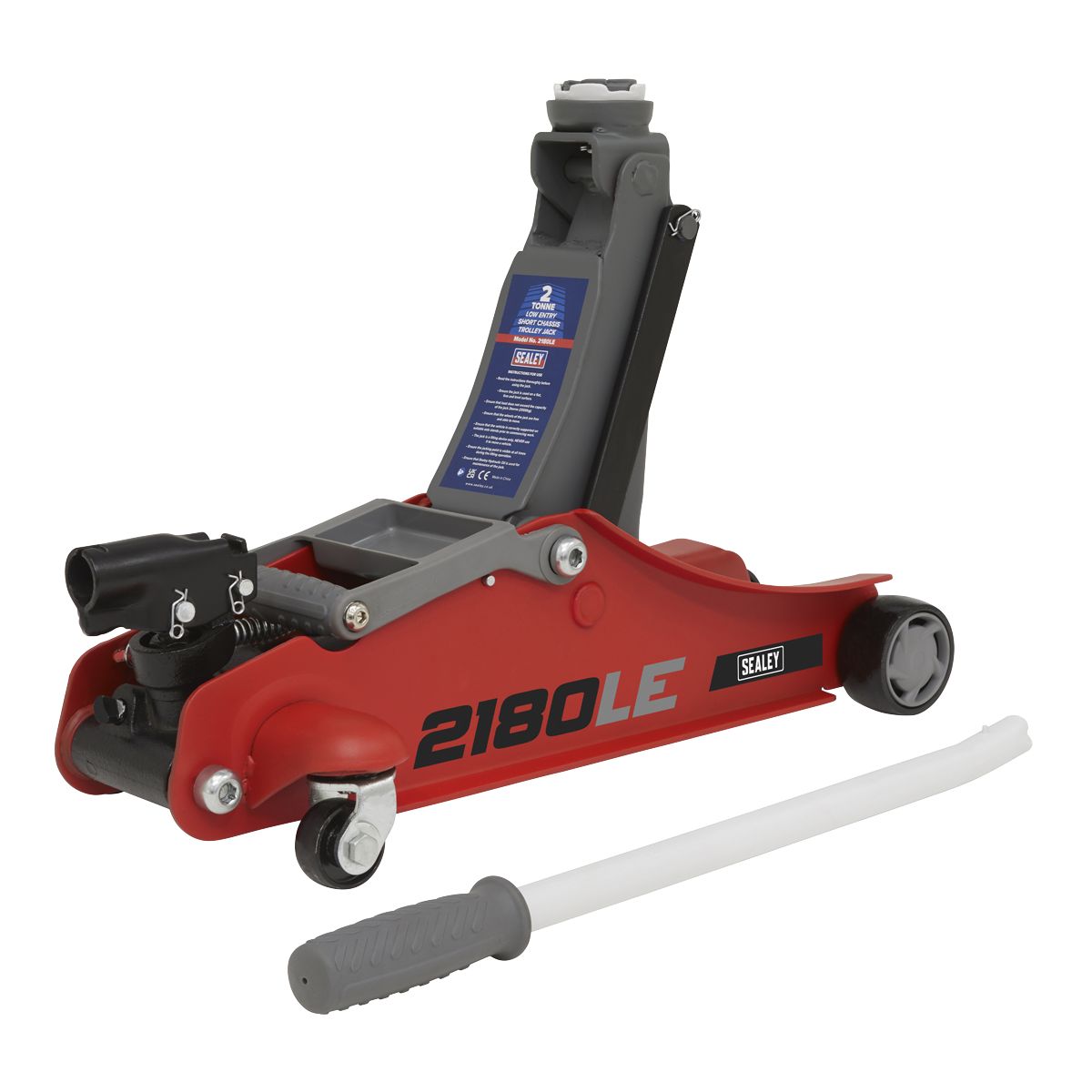 Sealey 180° Handle Low Profile Short Chassis Trolley Jack 2 Tonne - Red - Image 1