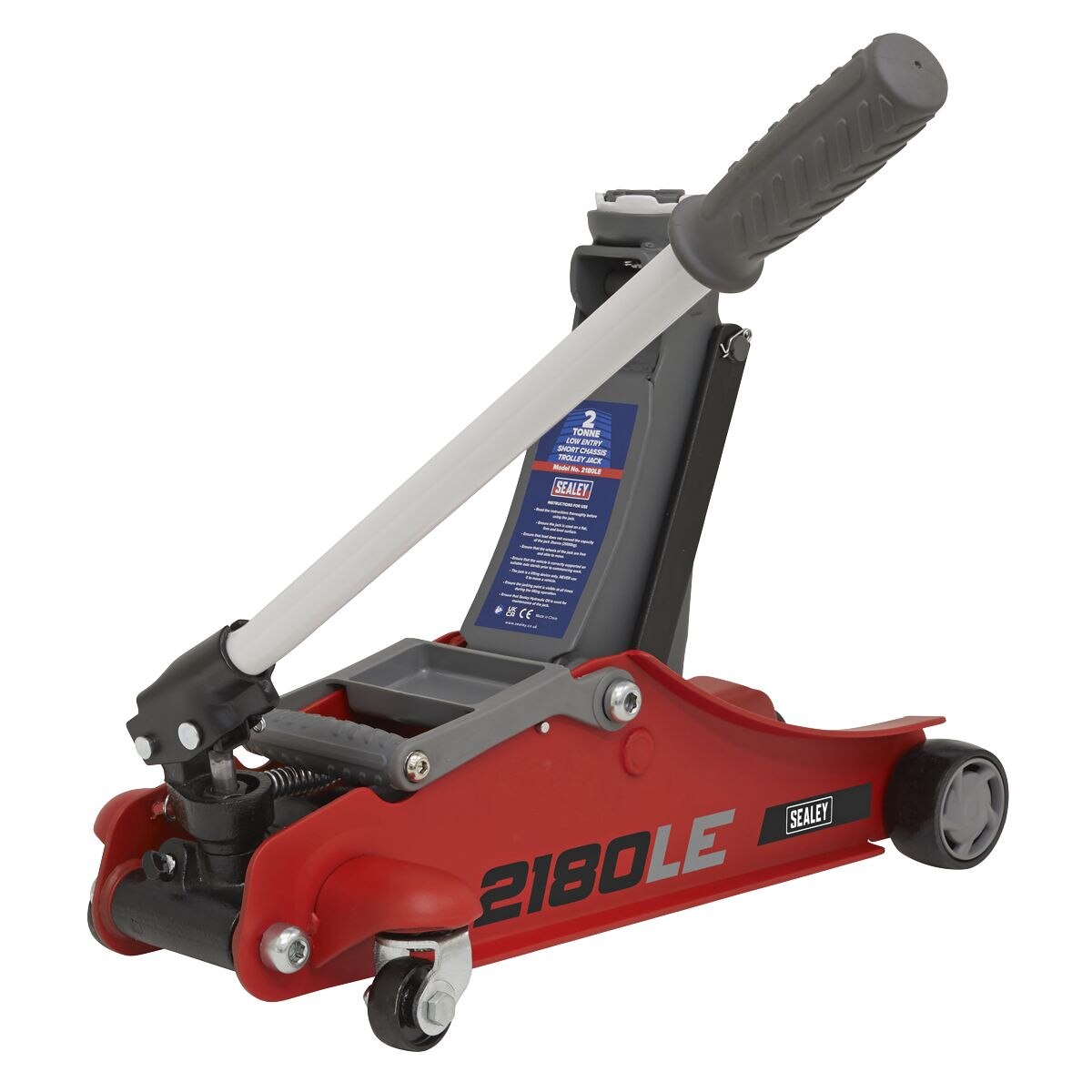 Sealey 180° Handle Low Profile Short Chassis Trolley Jack 2 Tonne - Red - Image 5