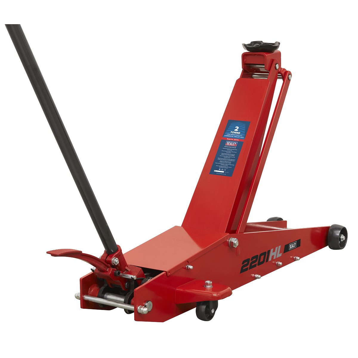 Sealey Long Reach High Lift Commercial Trolley Jack 2 Tonne - Image 1