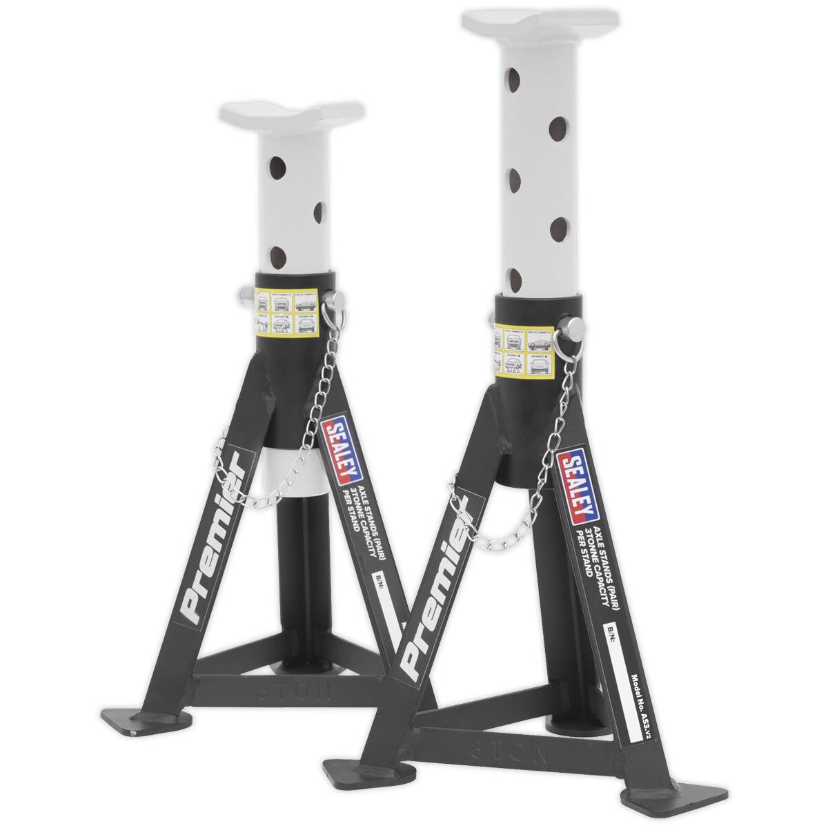 Sealey Trolley Jack 3 Tonne & Axle Stands (Pair) 3 Tonne per Stand Combo - Image 10