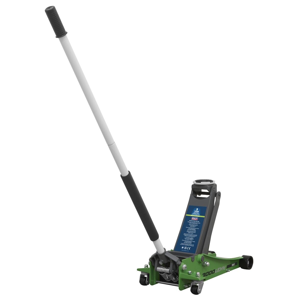 Sealey Low Profile Trolley Jack with Rocket Lift 3 Tonne - Green - Image 2