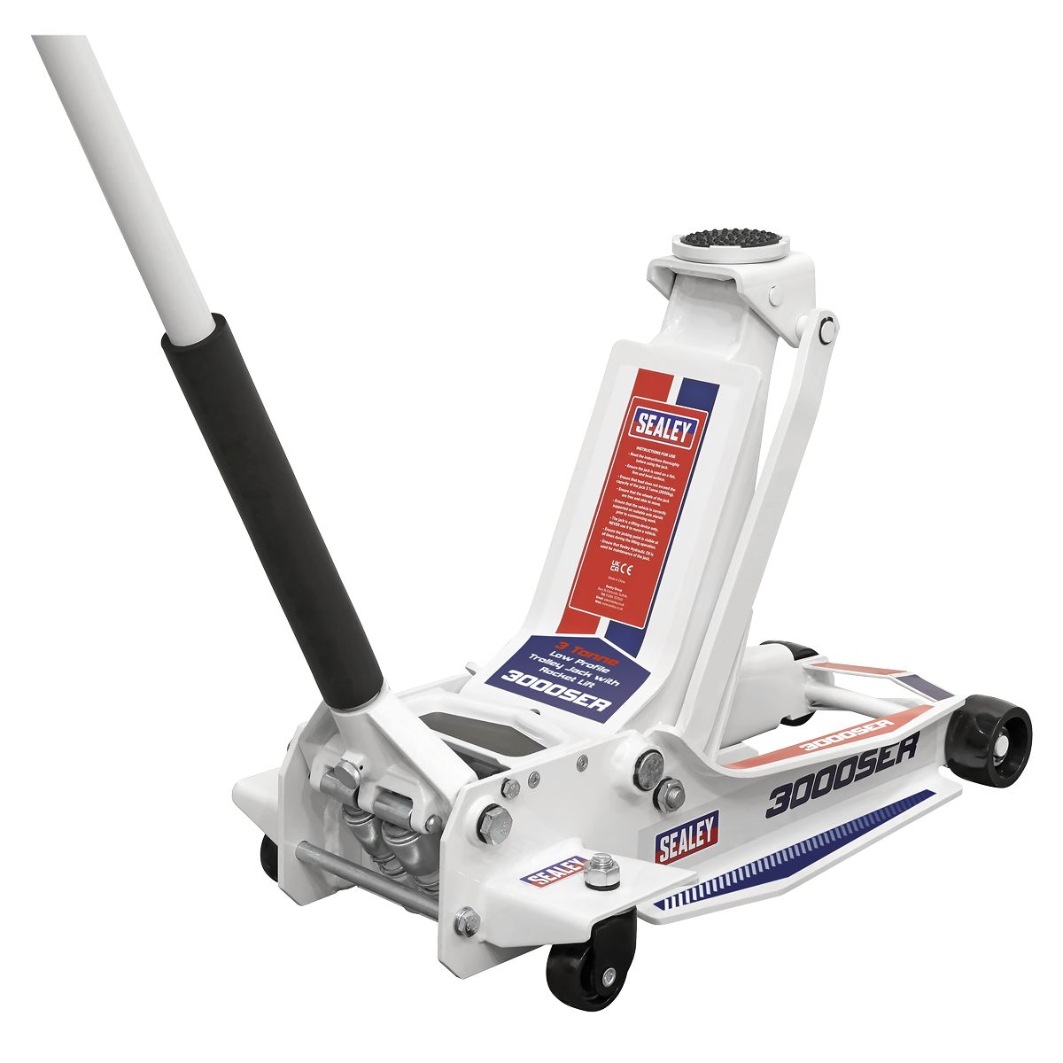 Sealey Low Profile Long Reach Trolley Jack with Rocket Lift 3 Tonne - Image 1