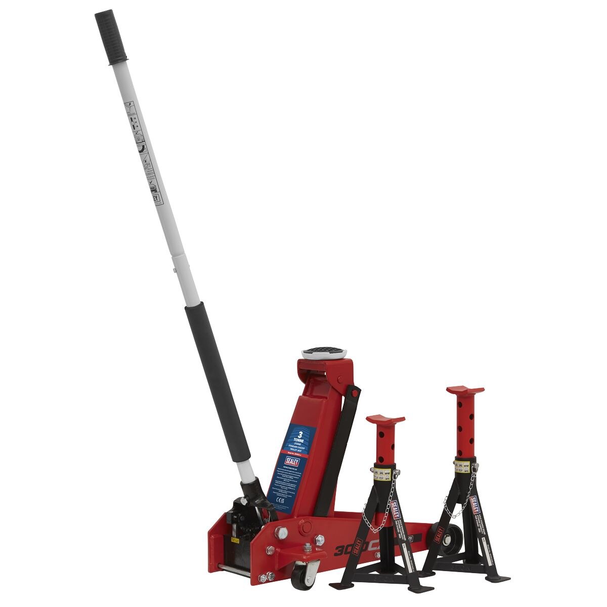 Sealey Standard Chassis Trolley Jack 3 Tonne with Axle Stands (Pair) 3 Tonne Capacity per Stand - Image 7