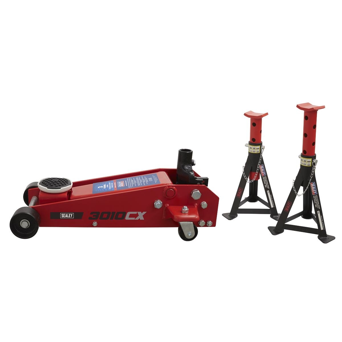 Sealey Standard Chassis Trolley Jack 3 Tonne with Axle Stands (Pair) 3 Tonne Capacity per Stand - Image 8