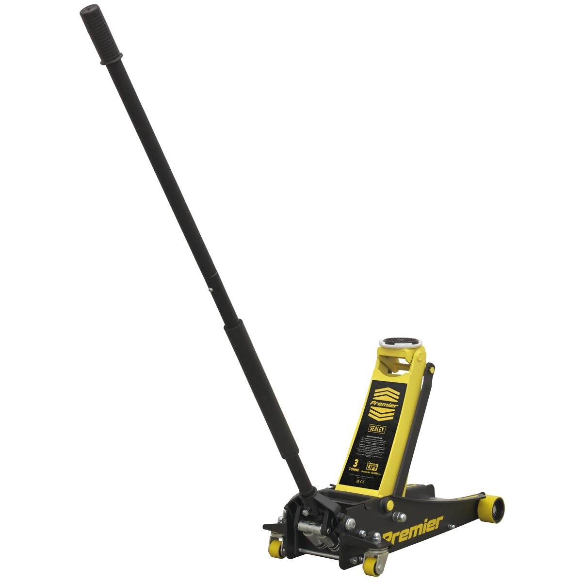 Sealey Premier Low Profile Trolley Jack with Rocket Lift 3 Tonne - Yellow - Image 2