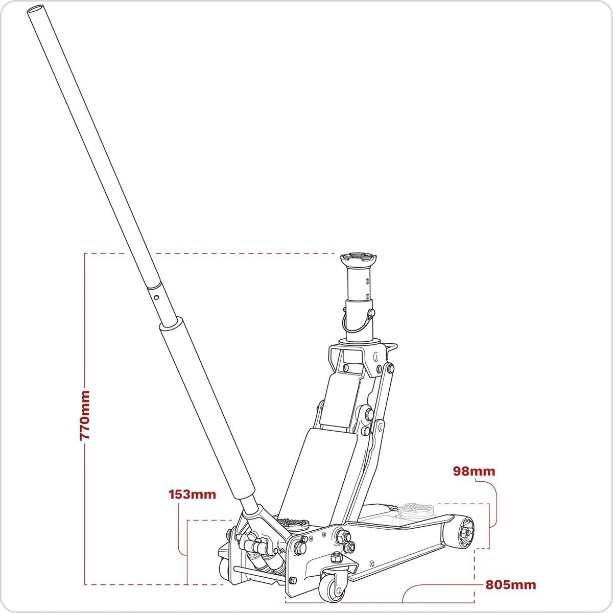 Sealey Low Profile High Lift Trolley Jack with Rocket Lift 2 & 3 Tonne - Image 5