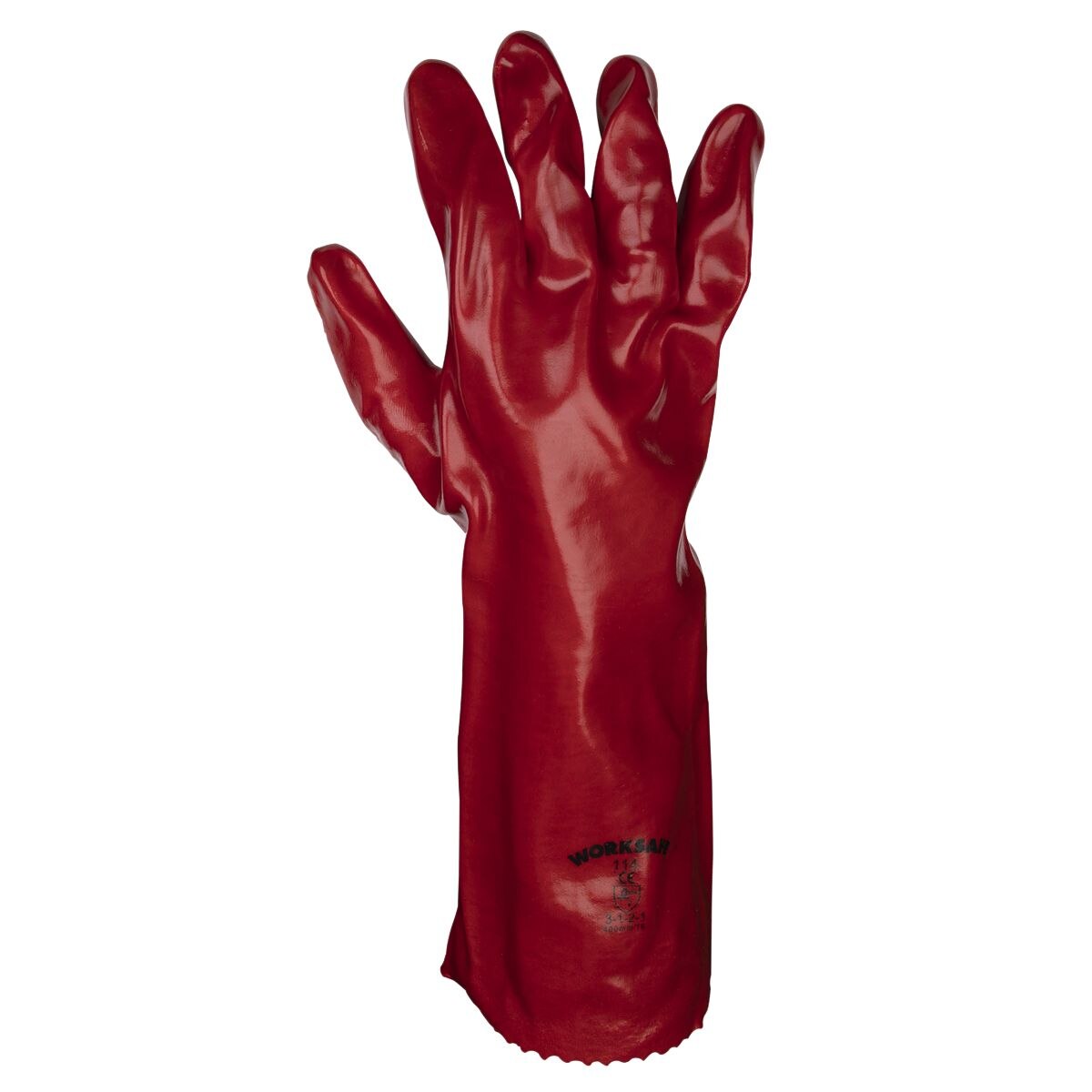 Sealey Worksafe PVC Gauntlets 450mm, Red - Pack of 12 Pairs - Image 2