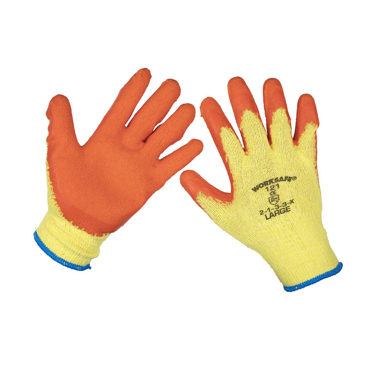 Sealey Worksafe Super Grip Knitted Gloves with Latex Palm, Large - Pack of 120 Pairs - Image 1