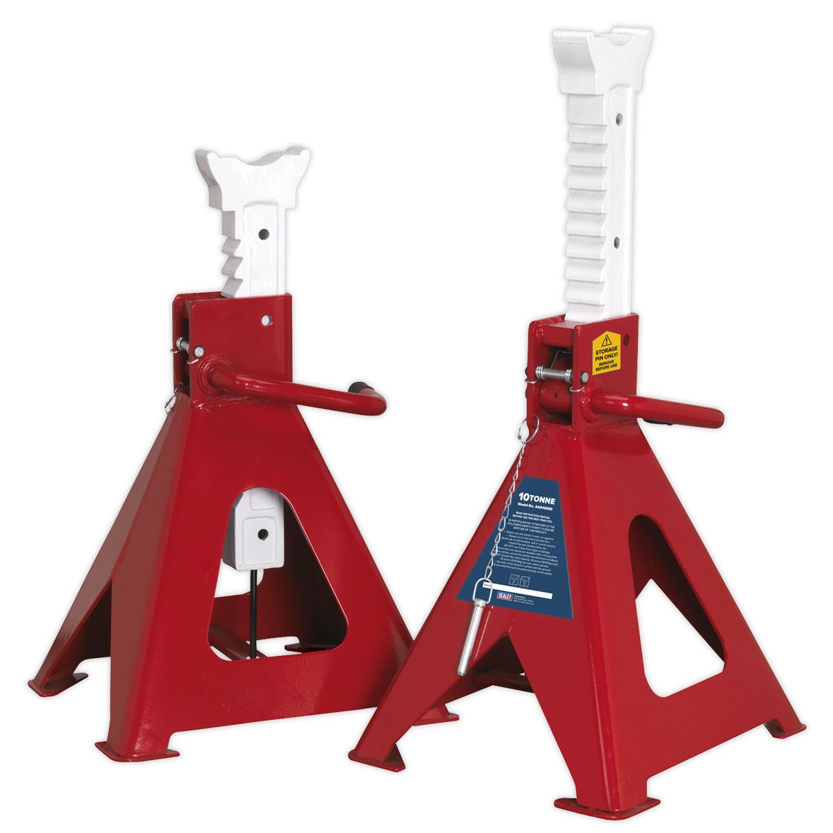 Sealey Auto Rise Ratchet Axle Stands (Pair) 10 Tonne Capacity per Stand - Image 1