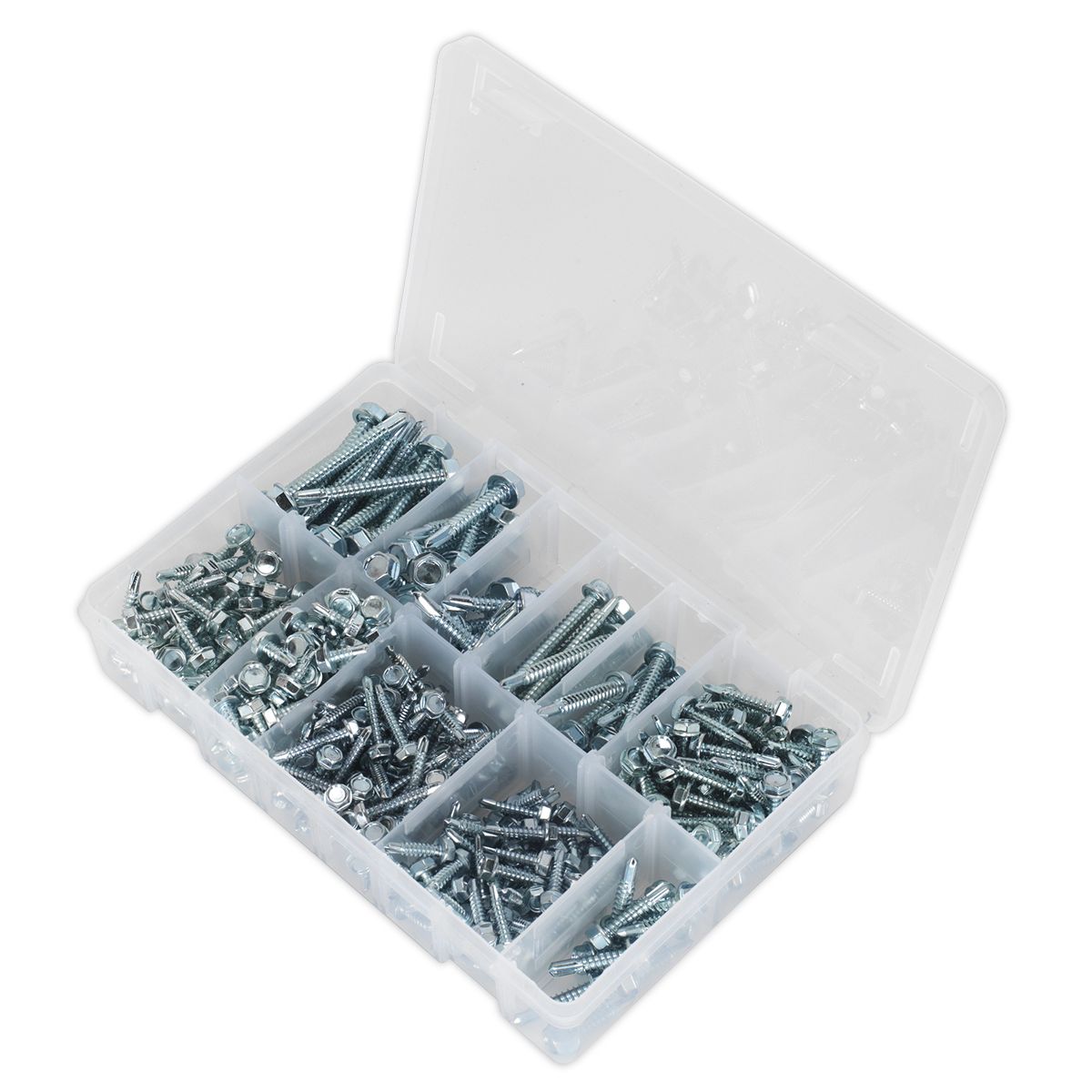 Sealey Zinc Plated Self-Drilling Screw Assortment Hex Head 410pc - Image 2