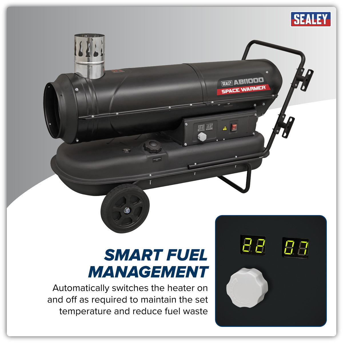 Sealey Space Warmer Indirect Kerosene/Diesel Heater with Wheels 102,000Btu/hr ABI1000