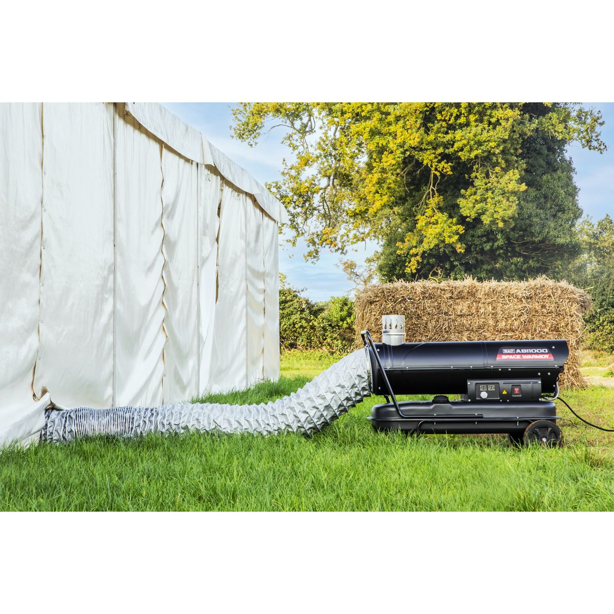 Sealey Space Warmer Indirect Kerosene/Diesel Heater 102,000Btu/hr with 5M Ducting - Image 6