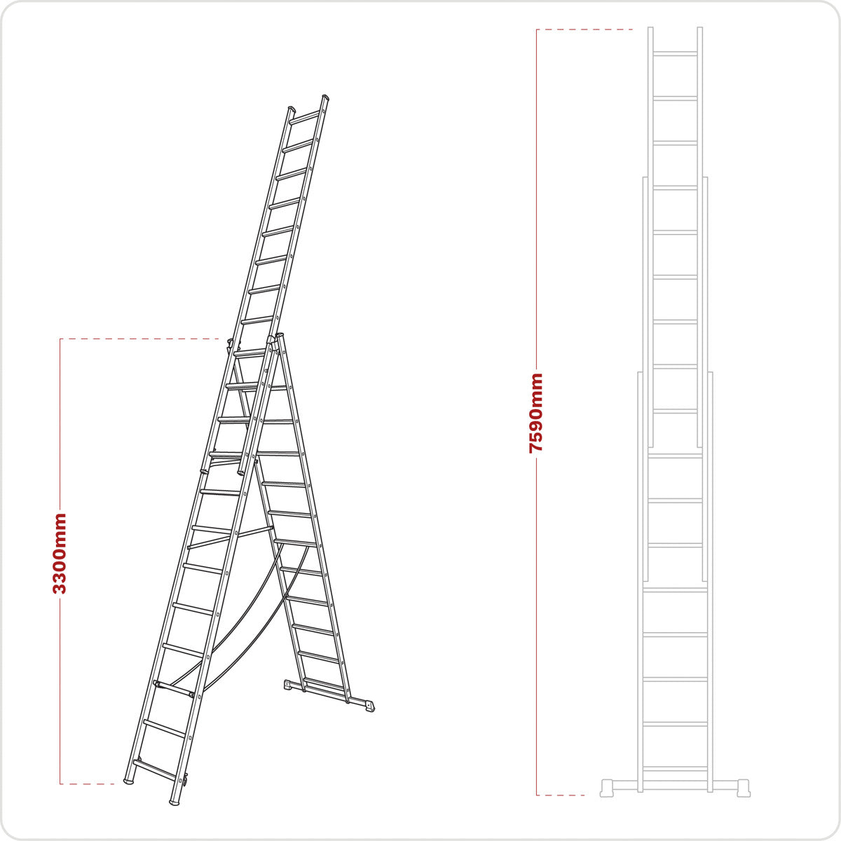 Sealey Extension Combination Ladder 3 x 12 Aluminium - EN 131 ACL312