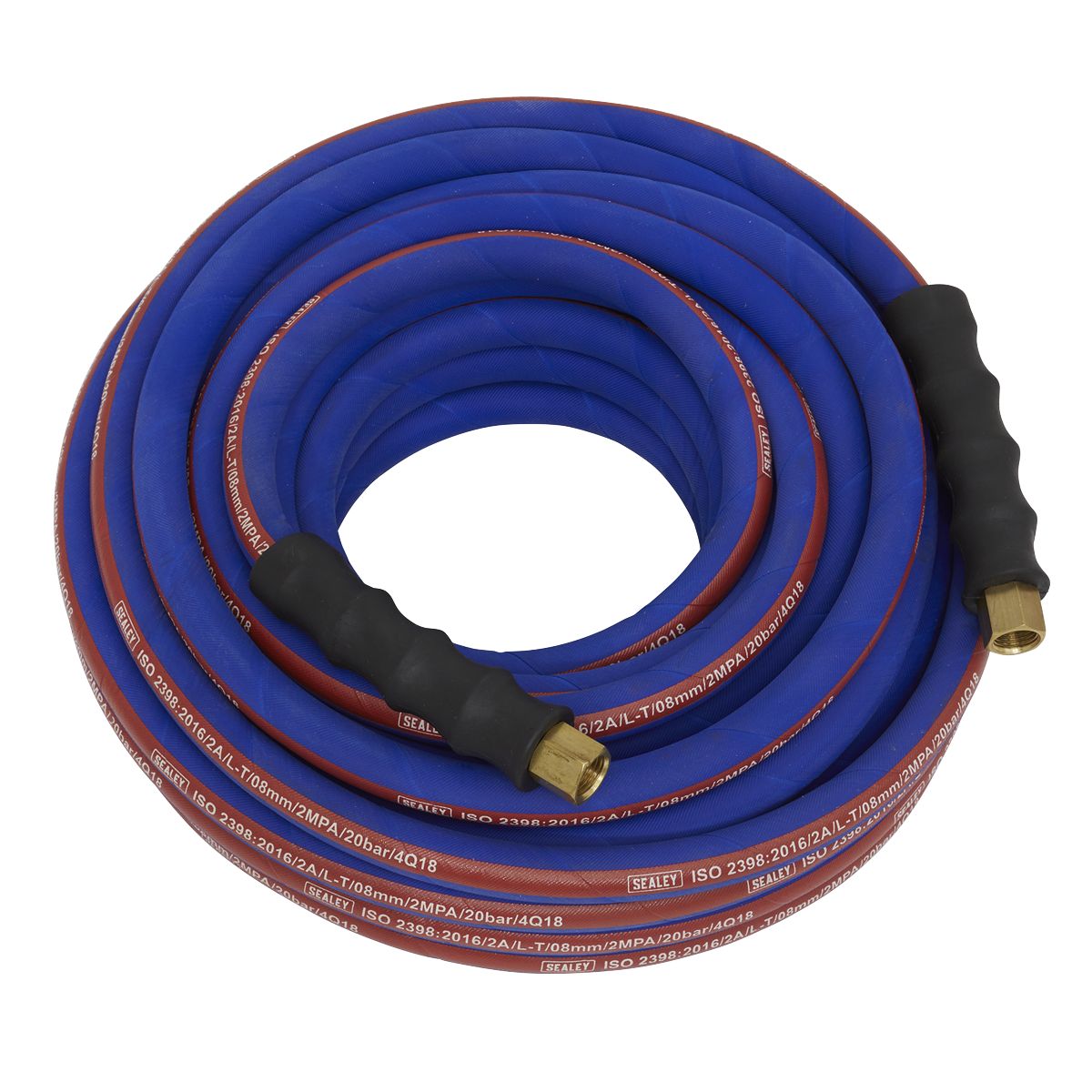 Sealey Extra-Heavy-Duty Air Hose with 1/4"BSP Unions 15m x 8mm - Image 1