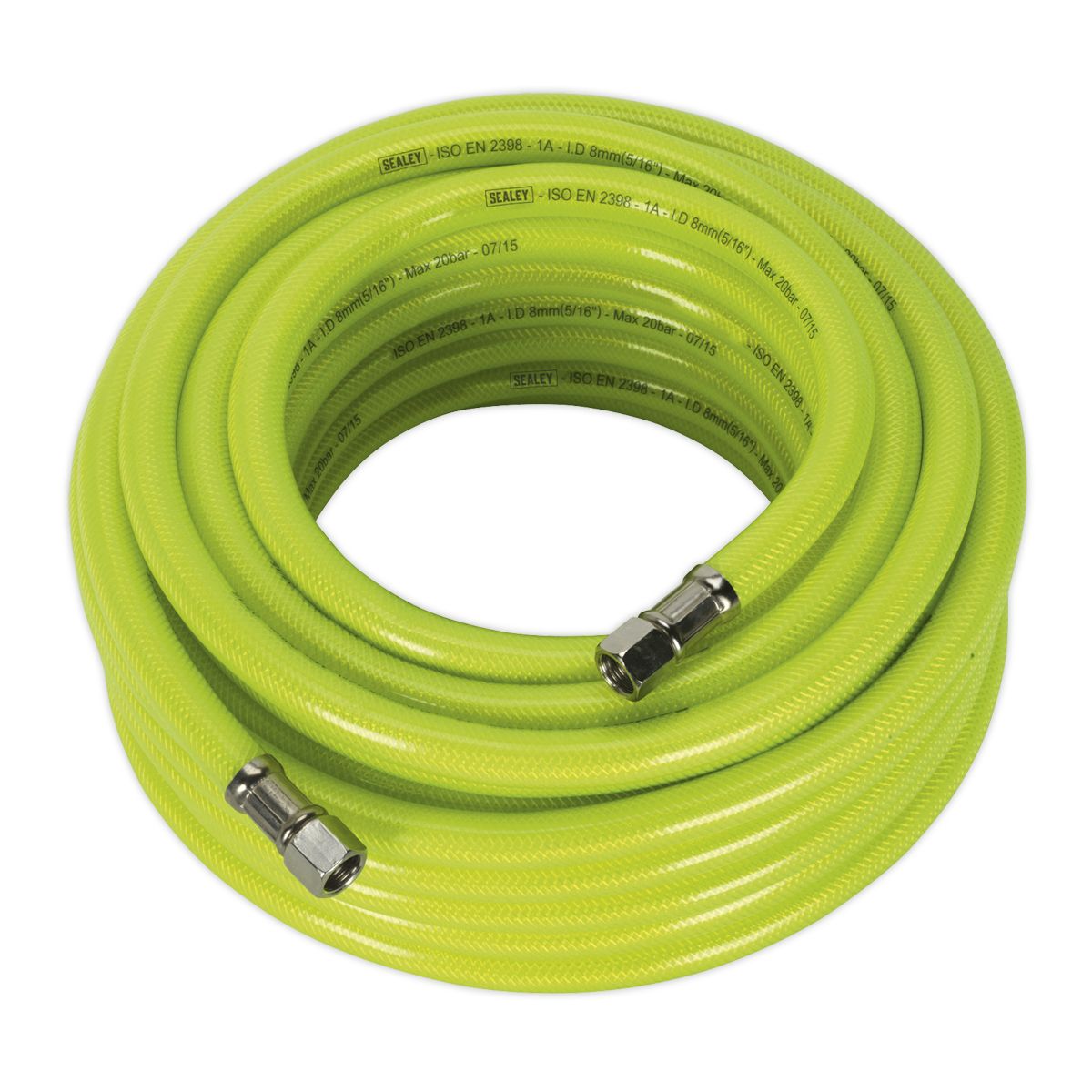 Sealey High-Visibility Air Hose with 1/4"BSP Unions 15m x 8mm - Image 1