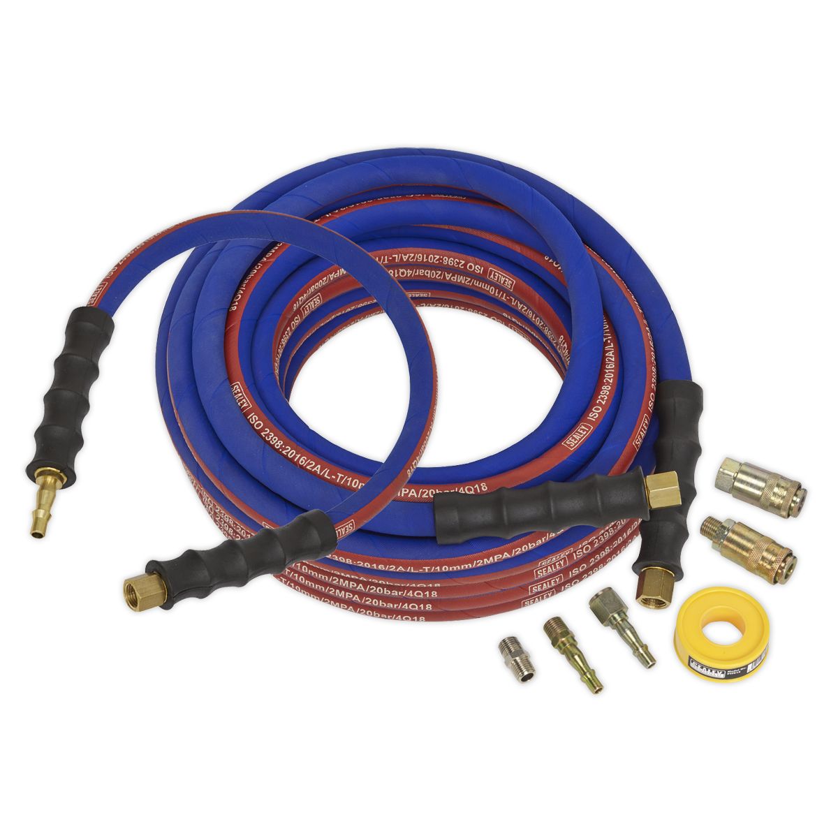 Sealey Extra-Heavy-Duty Air Hose Kit with Connectors 15m x 10mm - Image 1