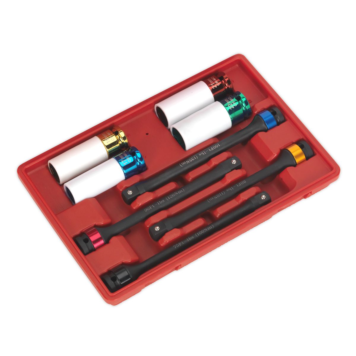 Sealey Torque Stick & Aluminium Wheel Impact Socket Set 1/2"Sq Drive 8pc - Image 4