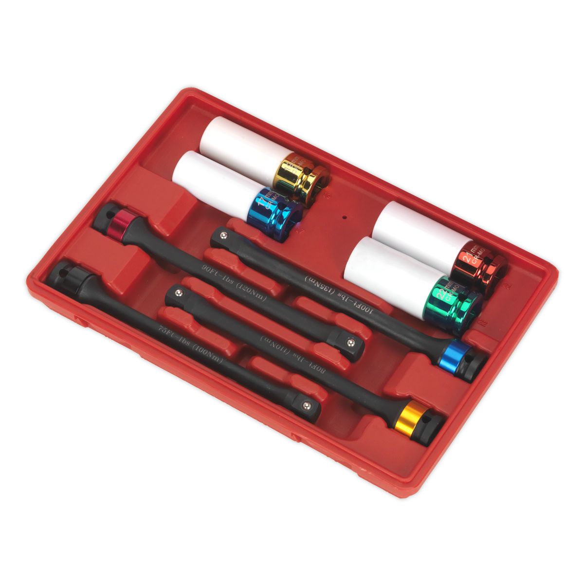 Sealey Torque Stick & Aluminium Wheel Impact Socket Set 1/2"Sq Drive 8pc - Image 5