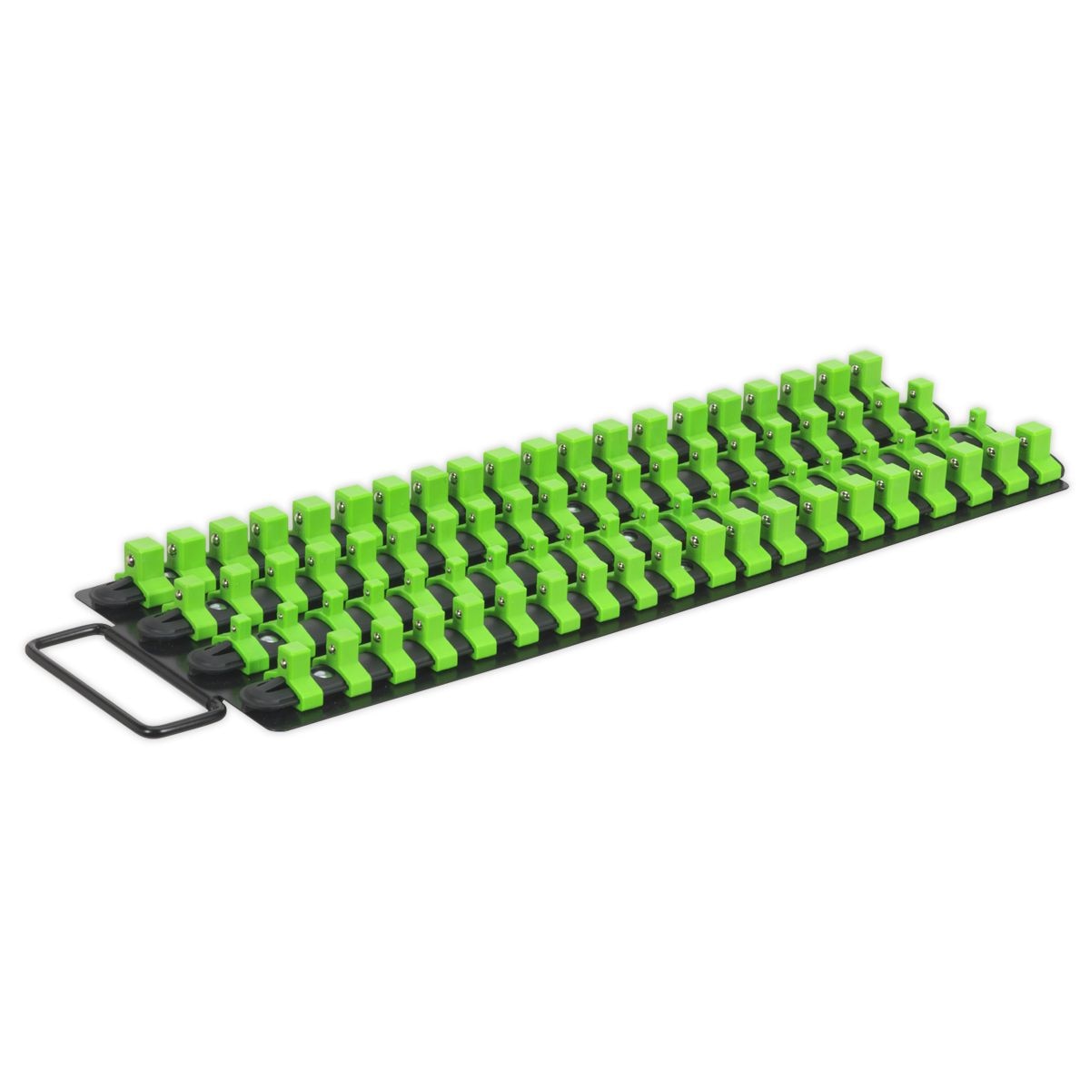 Sealey Premier Socket Rail Tray 1/4", 3/8" & 1/2"Sq Drive - Hi-Vis Green - Image 1