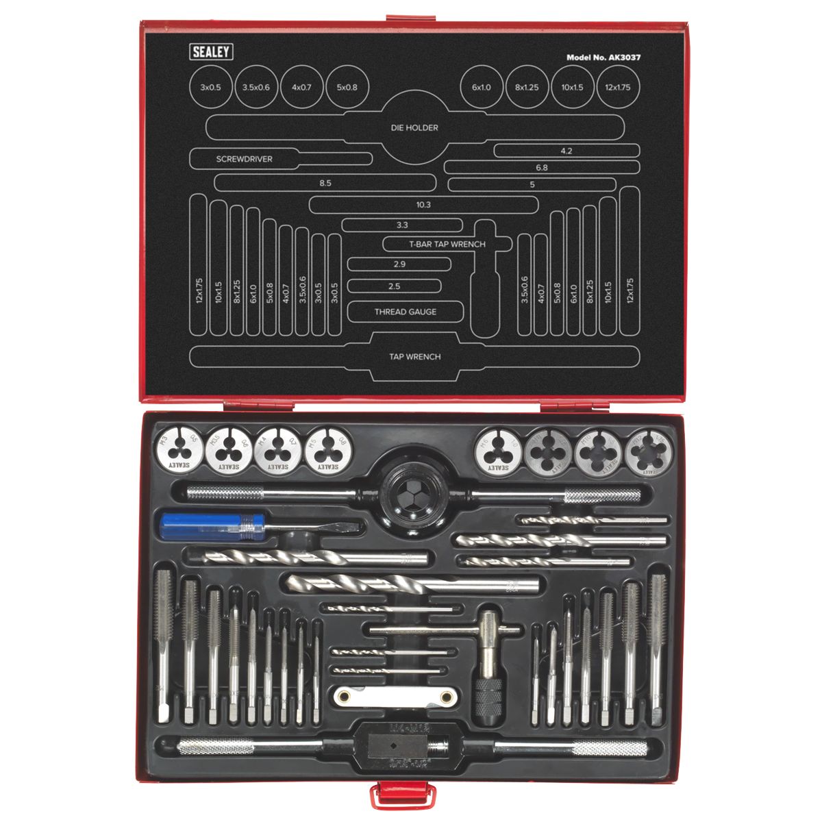 Sealey Metric Tap & Die Set Split Dies 37pc - Image 3