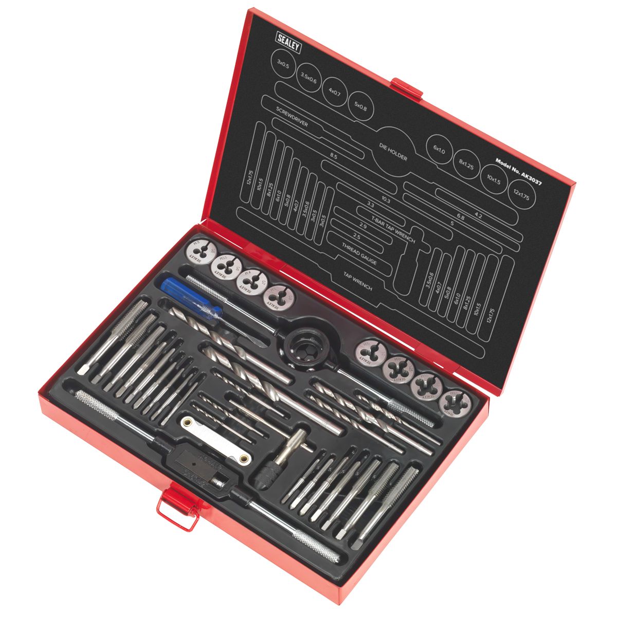 Sealey Metric Tap & Die Set Split Dies 37pc - Image 4