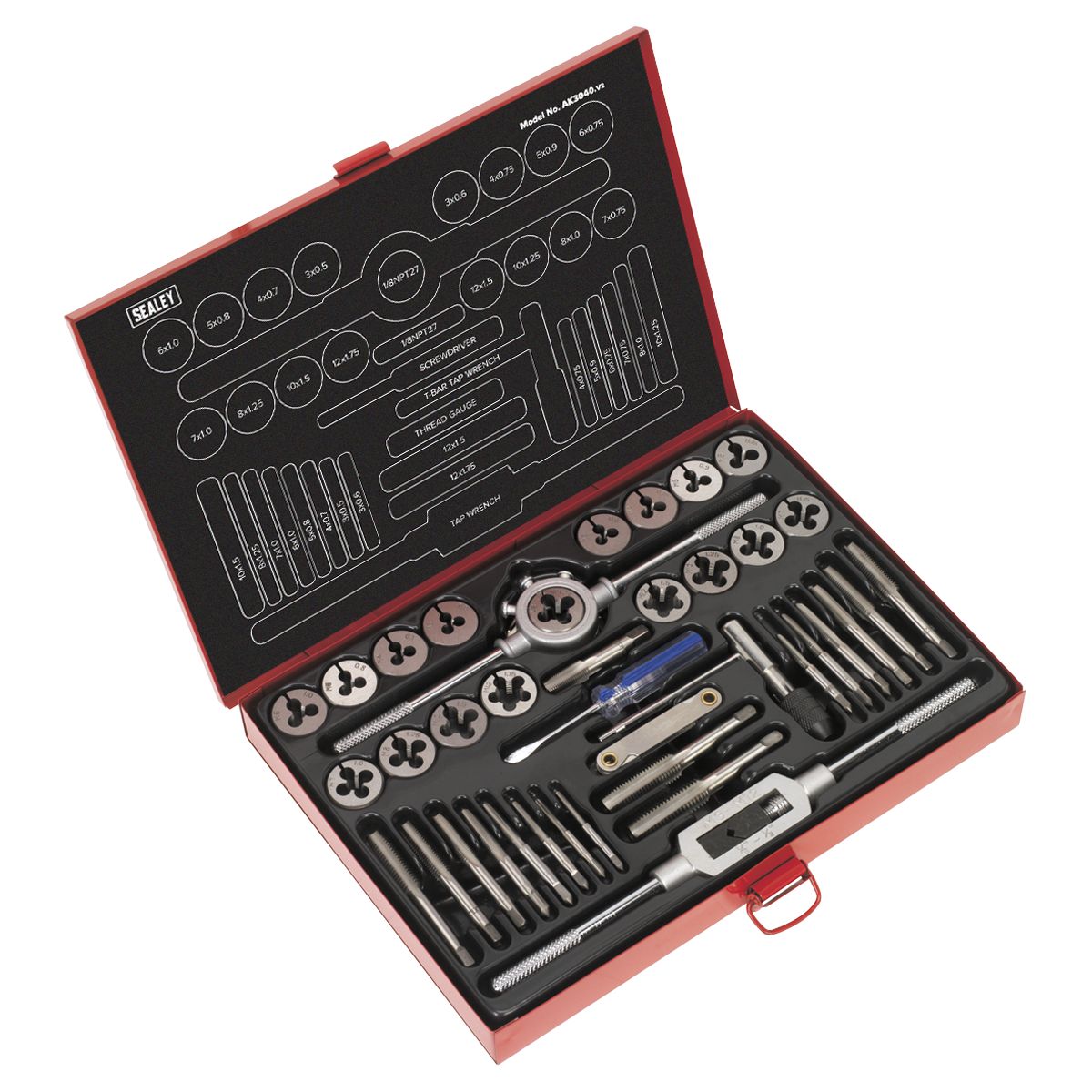 Sealey Metric Tap & Die Set Split Dies 40pc - Image 1
