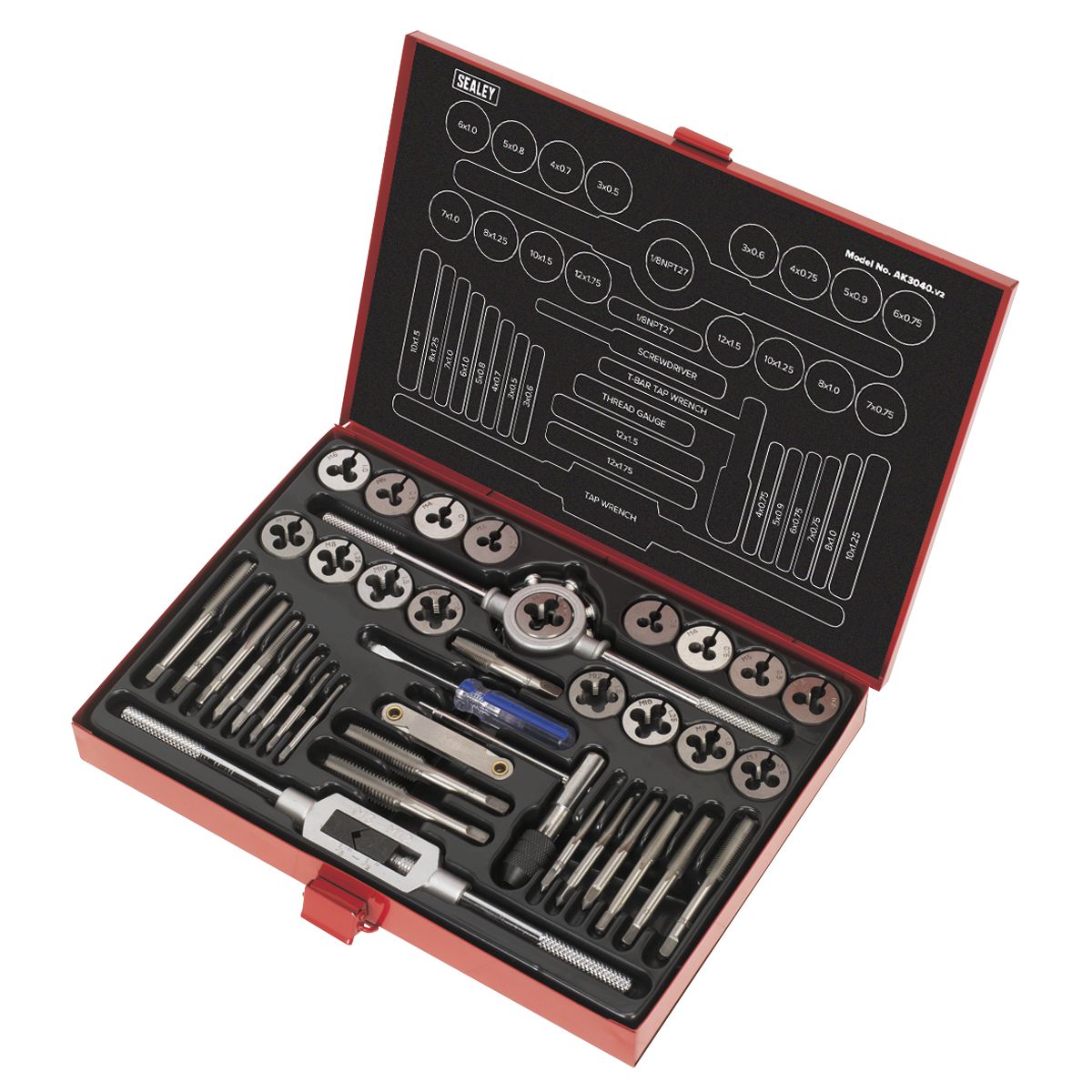 Sealey Metric Tap & Die Set Split Dies 40pc - Image 2