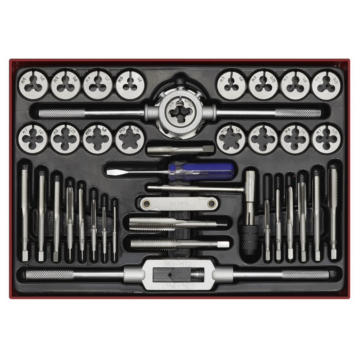 Sealey Metric Tap & Die Set Split Dies 40pc - Image 3