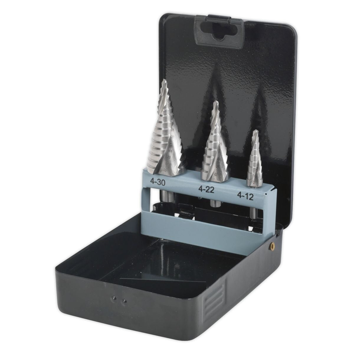 Sealey Spiral Flute HSS 4341 Step Drill Bit Set 3pc - Image 4