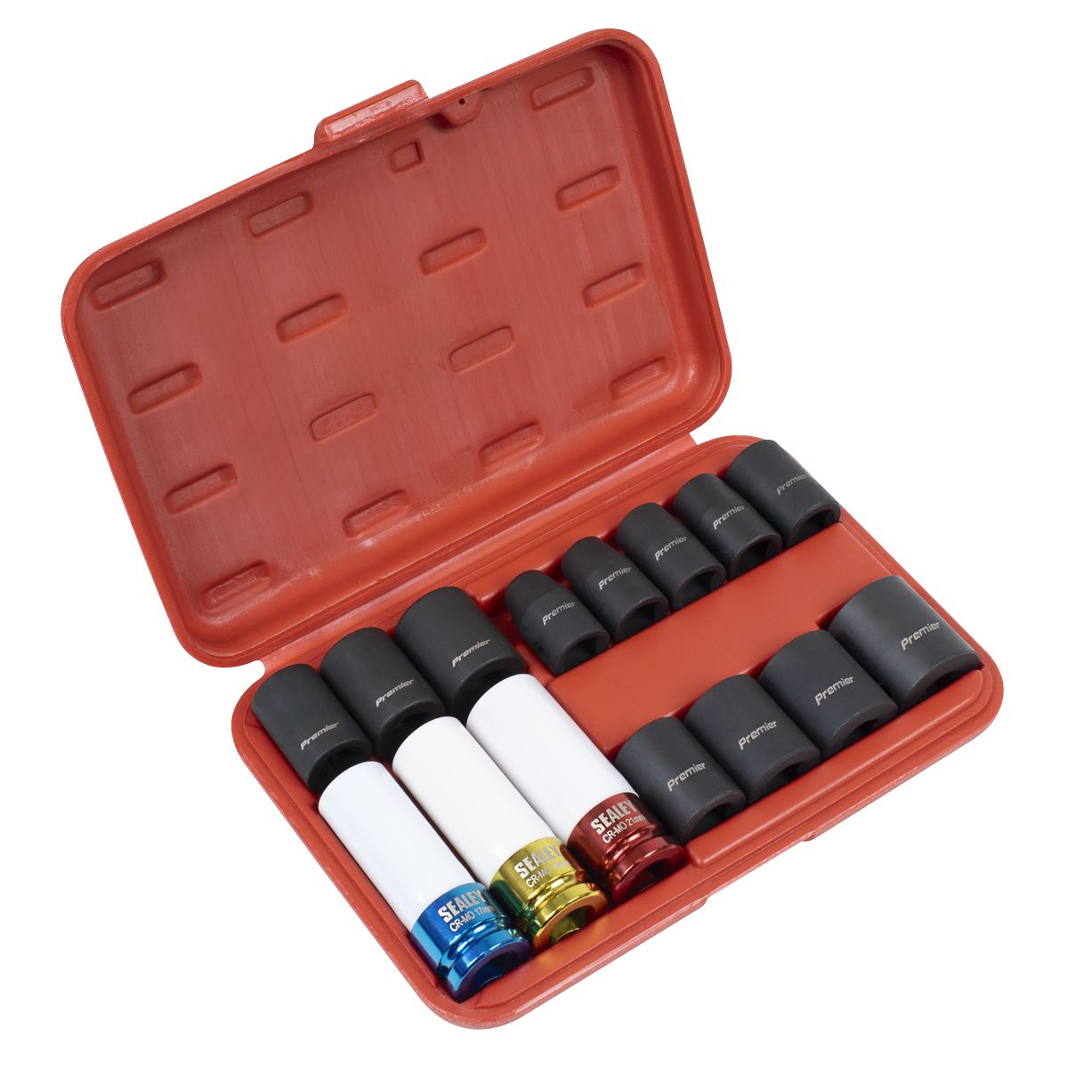 Sealey Premier Impact Socket & Wheel Nut Removal Set 1/2"Sq Drive 15pc - Image 1