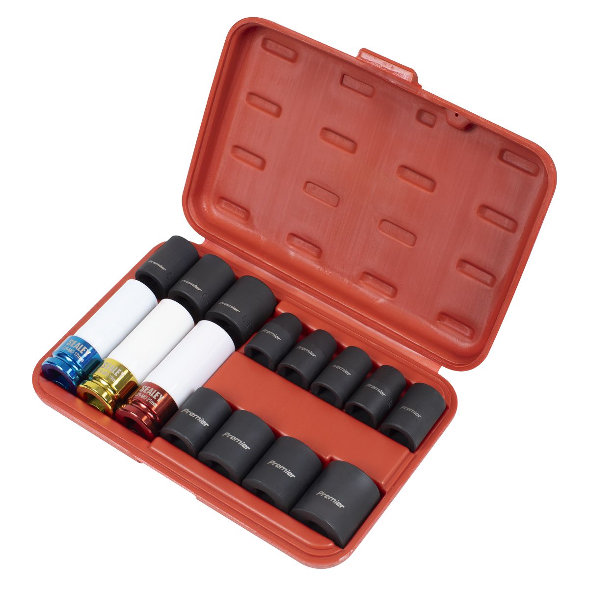 Sealey Premier Impact Socket & Wheel Nut Removal Set 1/2"Sq Drive 15pc - Image 4