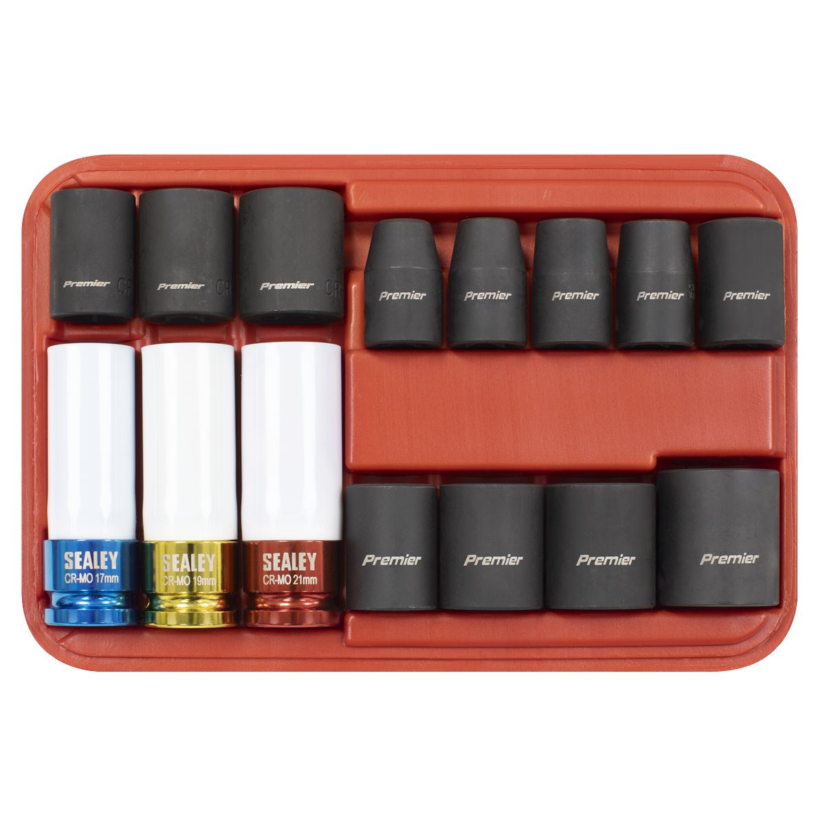 Sealey Premier Impact Socket & Wheel Nut Removal Set 1/2"Sq Drive 15pc - Image 5