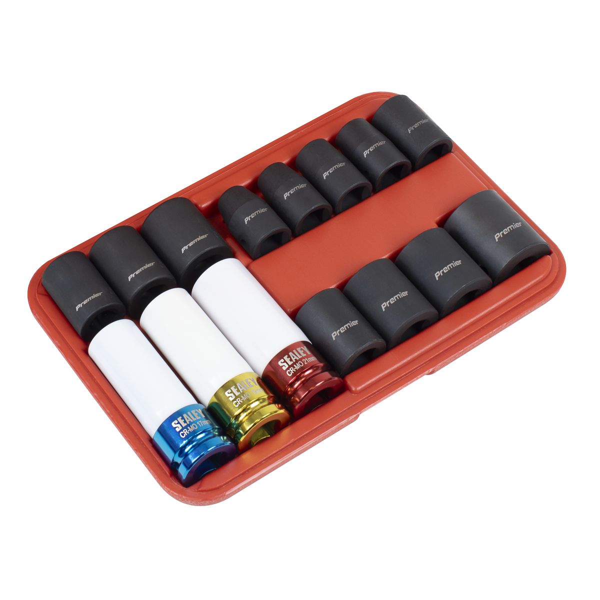 Sealey Premier Impact Socket & Wheel Nut Removal Set 1/2"Sq Drive 15pc - Image 6