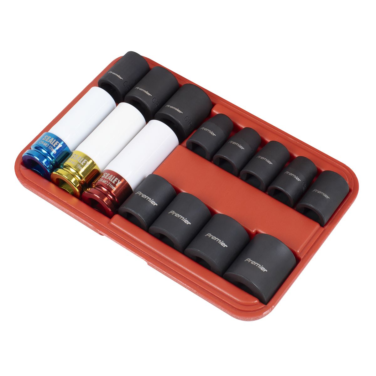 Sealey Premier Impact Socket & Wheel Nut Removal Set 1/2"Sq Drive 15pc - Image 7